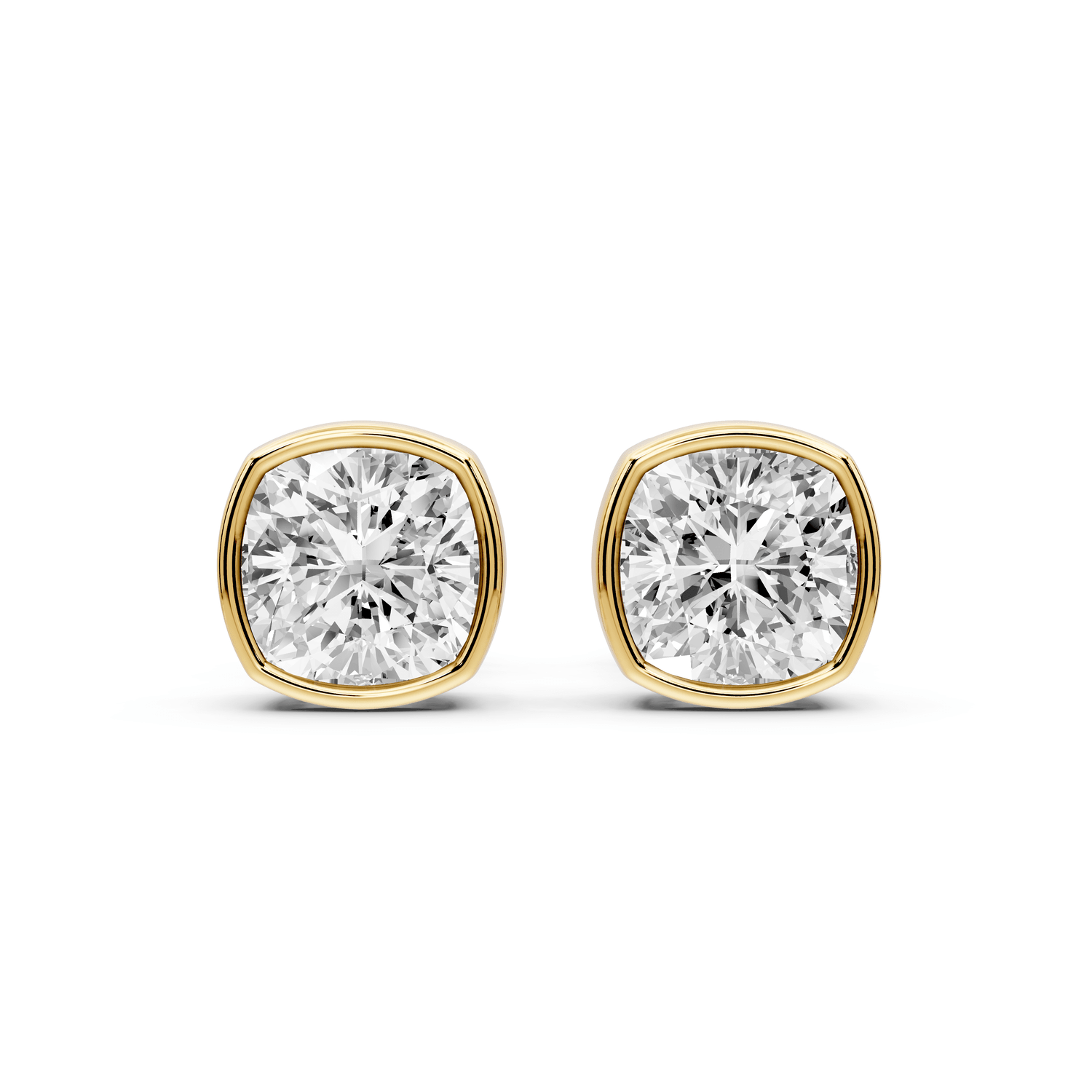 Noa - 2ct 14k yellow gold Cushion - Cut Diamond Stud Earrings - Mr. Alex Jewelry