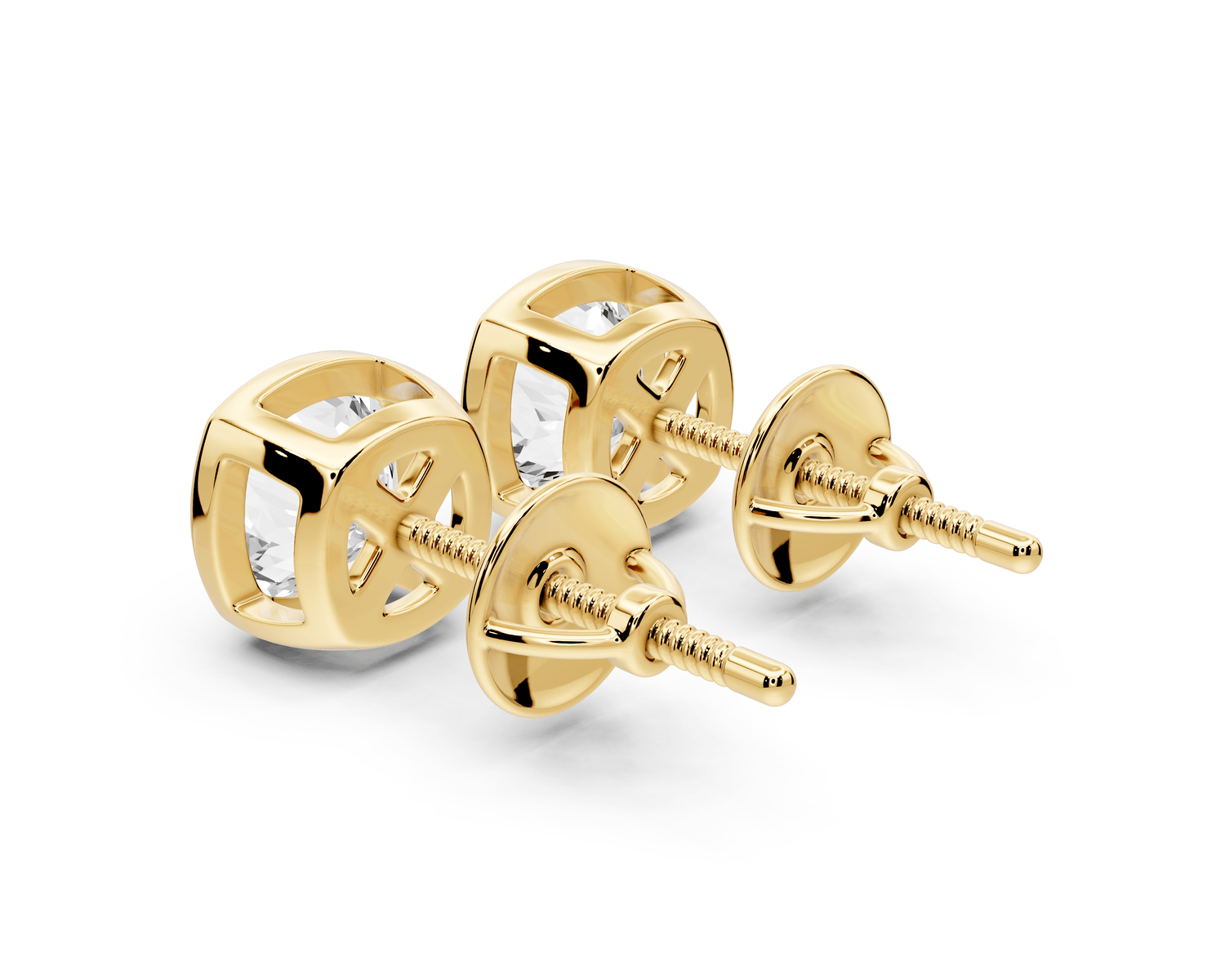 Noa - 2ct 14k yellow gold Cushion - Cut Diamond Stud Earrings - Mr. Alex Jewelry