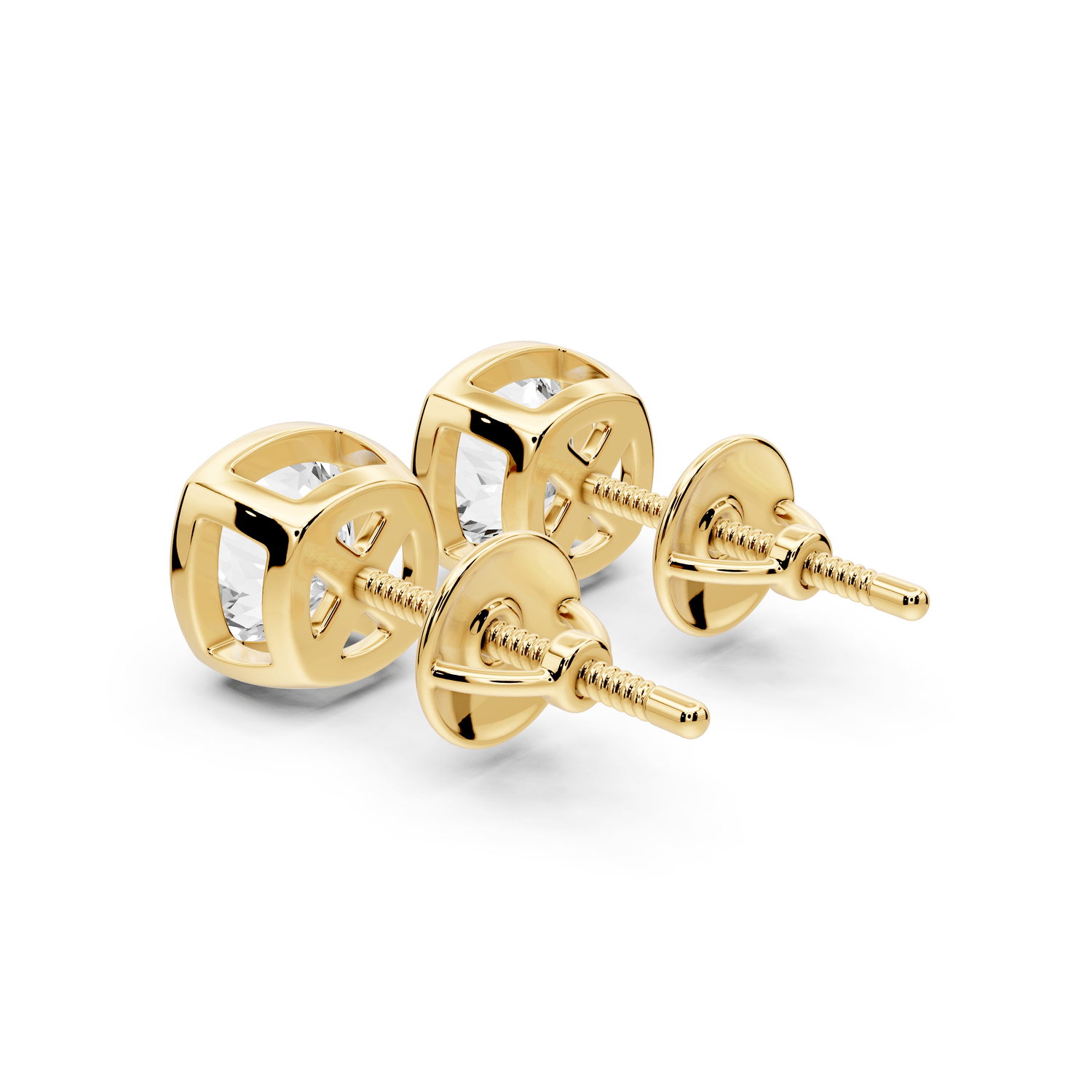 Noa - 2ct 14k yellow gold Cushion - Cut Diamond Stud Earrings - Mr. Alex Jewelry