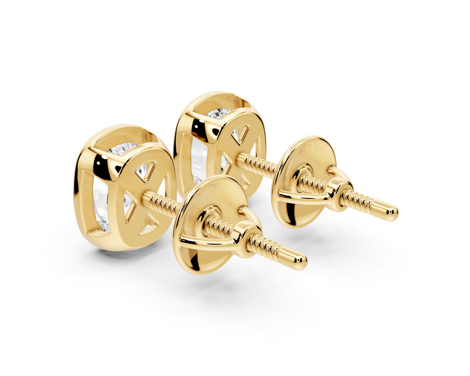 Noa - 2ct 14k yellow gold Elgcushion - Cut Diamond Stud Earrings - Mr. Alex Jewelry