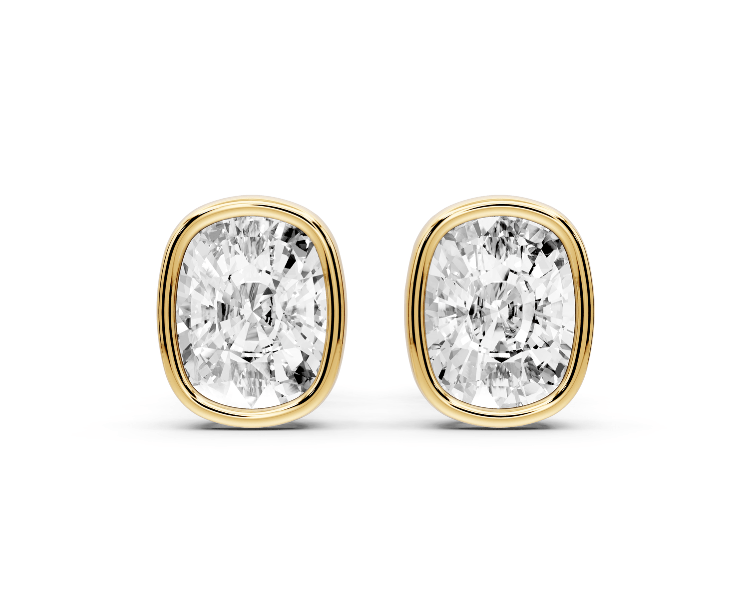 Noa - 2ct 14k yellow gold Elgcushion - Cut Diamond Stud Earrings - Mr. Alex Jewelry