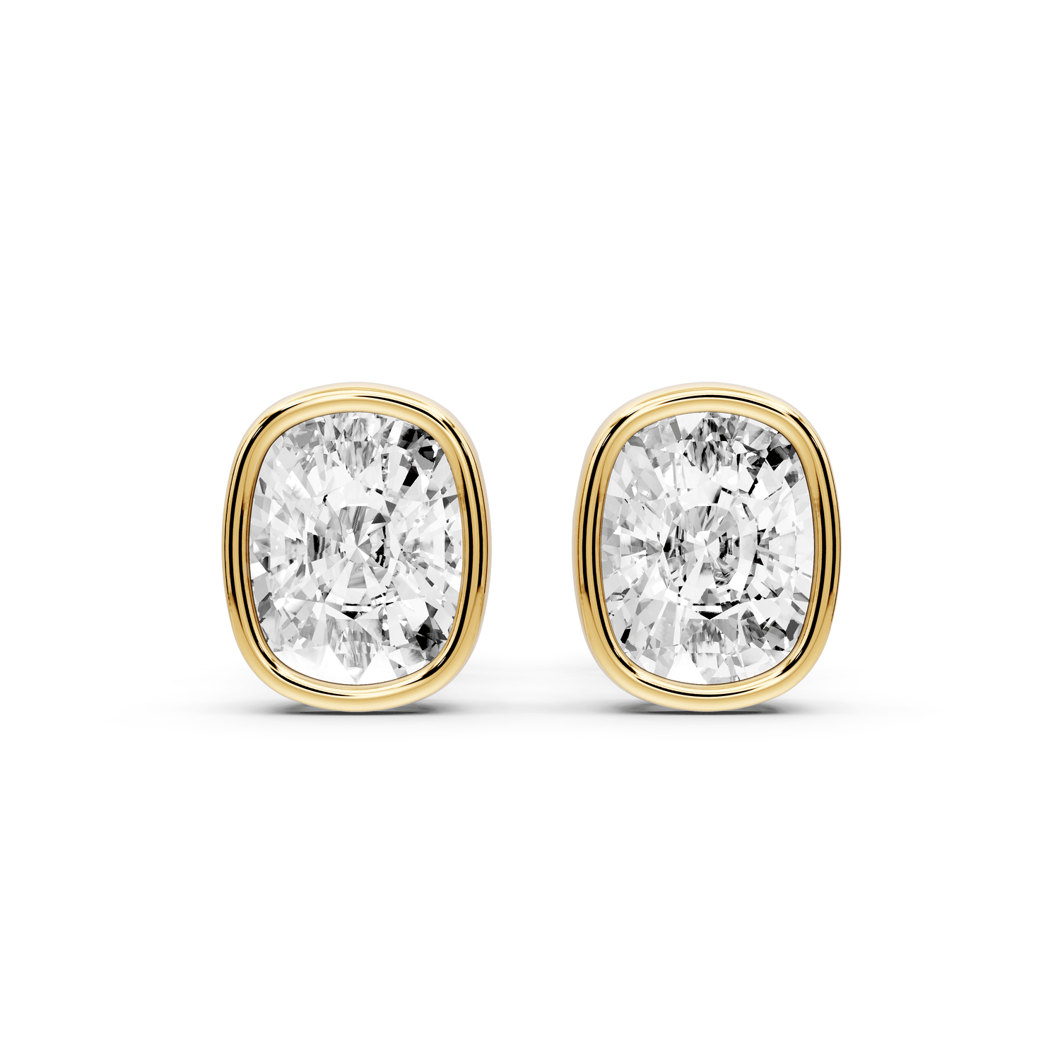 Noa - 2ct 14k yellow gold Elgcushion - Cut Diamond Stud Earrings - Mr. Alex Jewelry