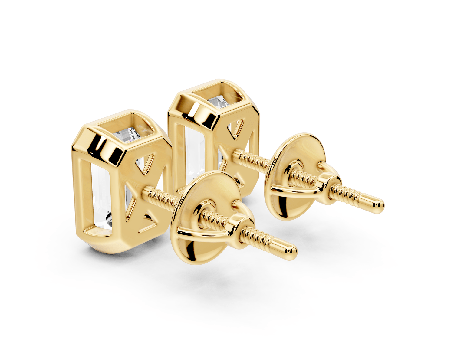 Noa - 2ct 14k yellow gold Emerald - Cut Diamond Stud Earrings - Mr. Alex Jewelry