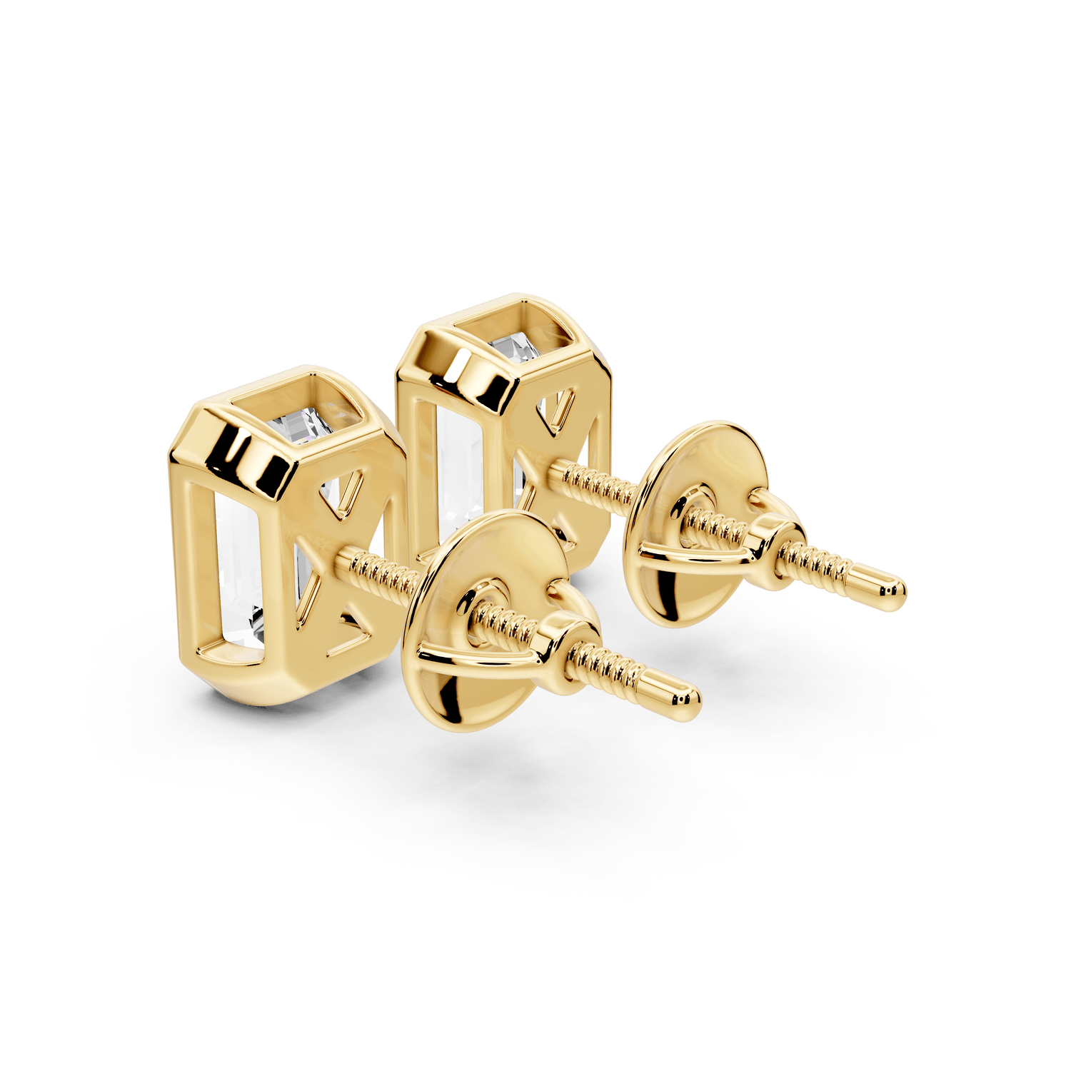 Noa - 2ct 14k yellow gold Emerald - Cut Diamond Stud Earrings - Mr. Alex Jewelry