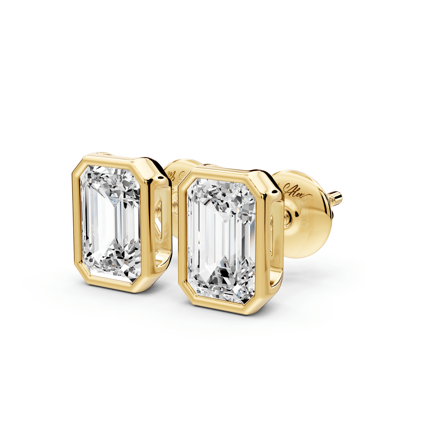 Noa - 2ct 14k yellow gold Emerald - Cut Diamond Stud Earrings - Mr. Alex Jewelry