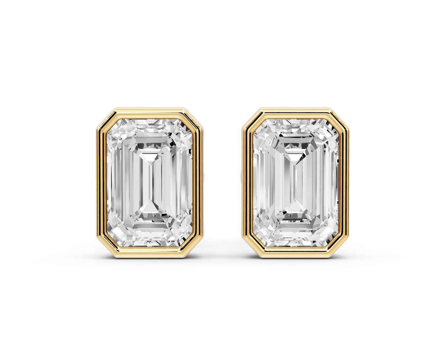 Noa - 2ct 14k yellow gold Emerald - Cut Diamond Stud Earrings - Mr. Alex Jewelry