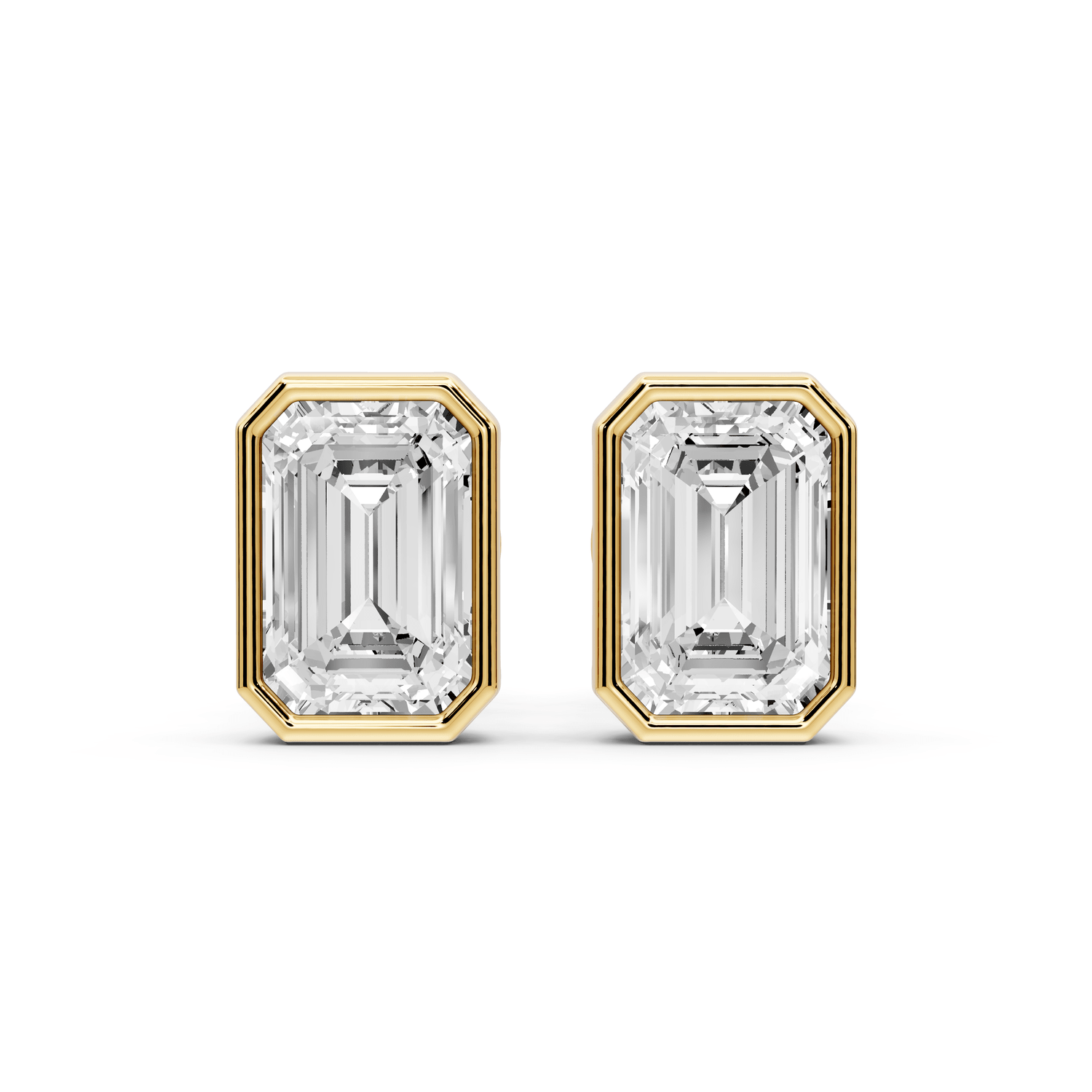 Noa - 2ct 14k yellow gold Emerald - Cut Diamond Stud Earrings - Mr. Alex Jewelry