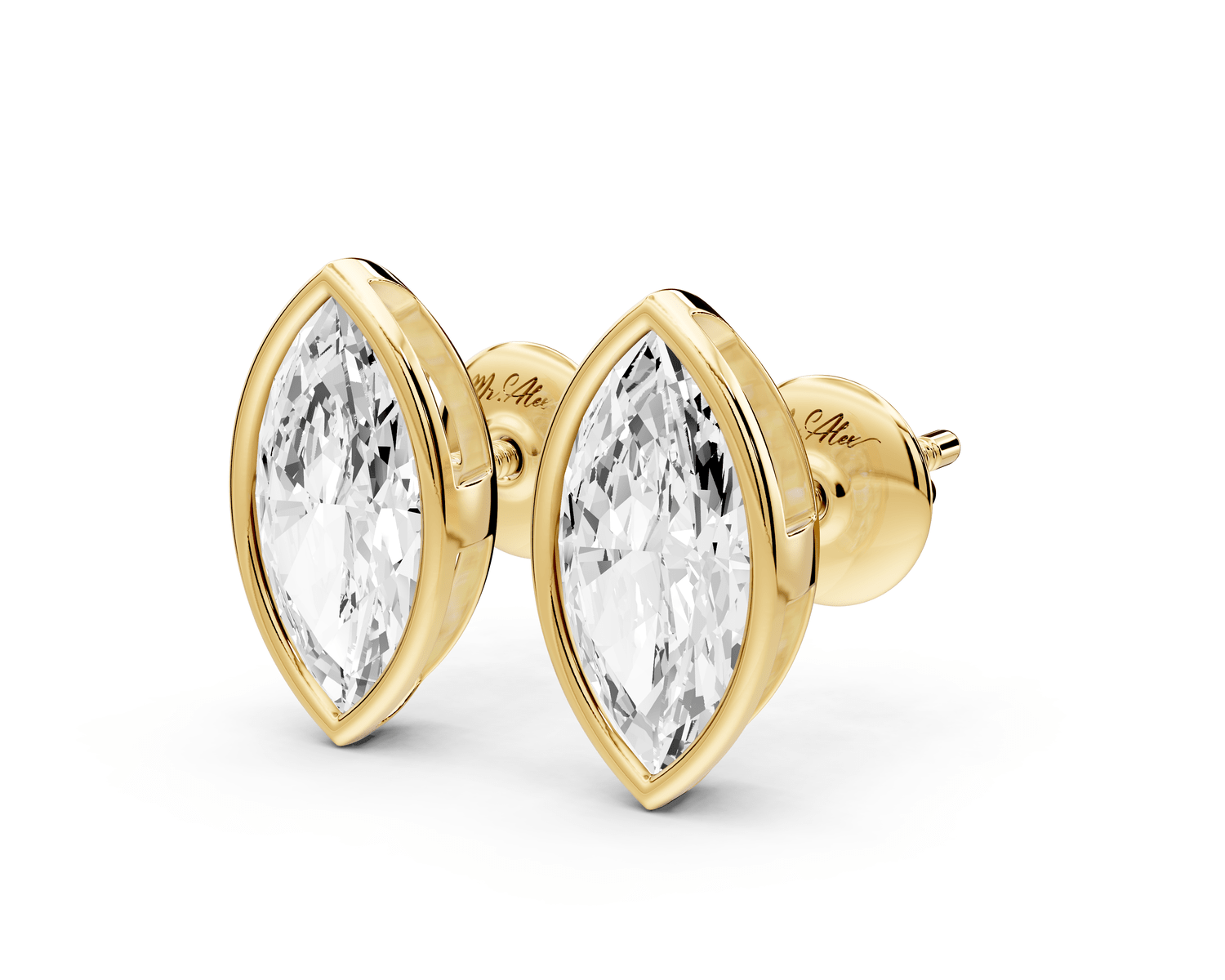 Noa - 2ct 14k yellow gold Marquise - Cut Diamond Stud Earrings - Mr. Alex Jewelry