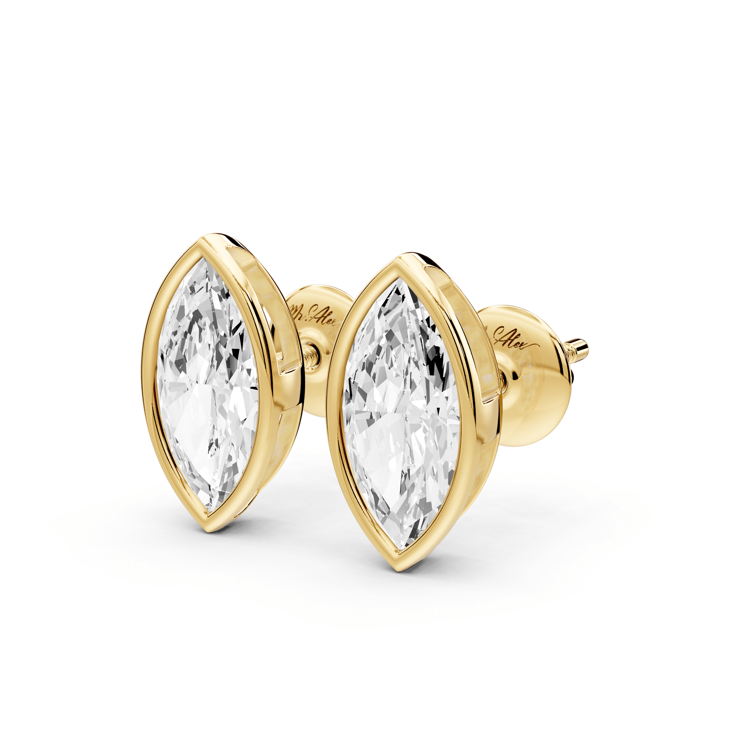 Noa - 2ct 14k yellow gold Marquise - Cut Diamond Stud Earrings - Mr. Alex Jewelry