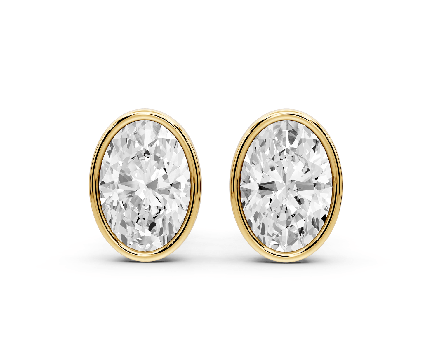 Noa - 2ct 14k yellow gold Oval - Cut Diamond Stud Earrings - Mr. Alex Jewelry