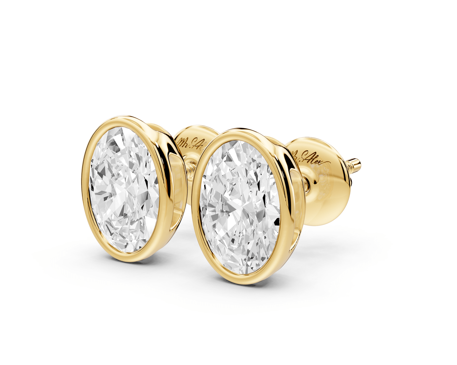 Noa - 2ct 14k yellow gold Oval - Cut Diamond Stud Earrings - Mr. Alex Jewelry