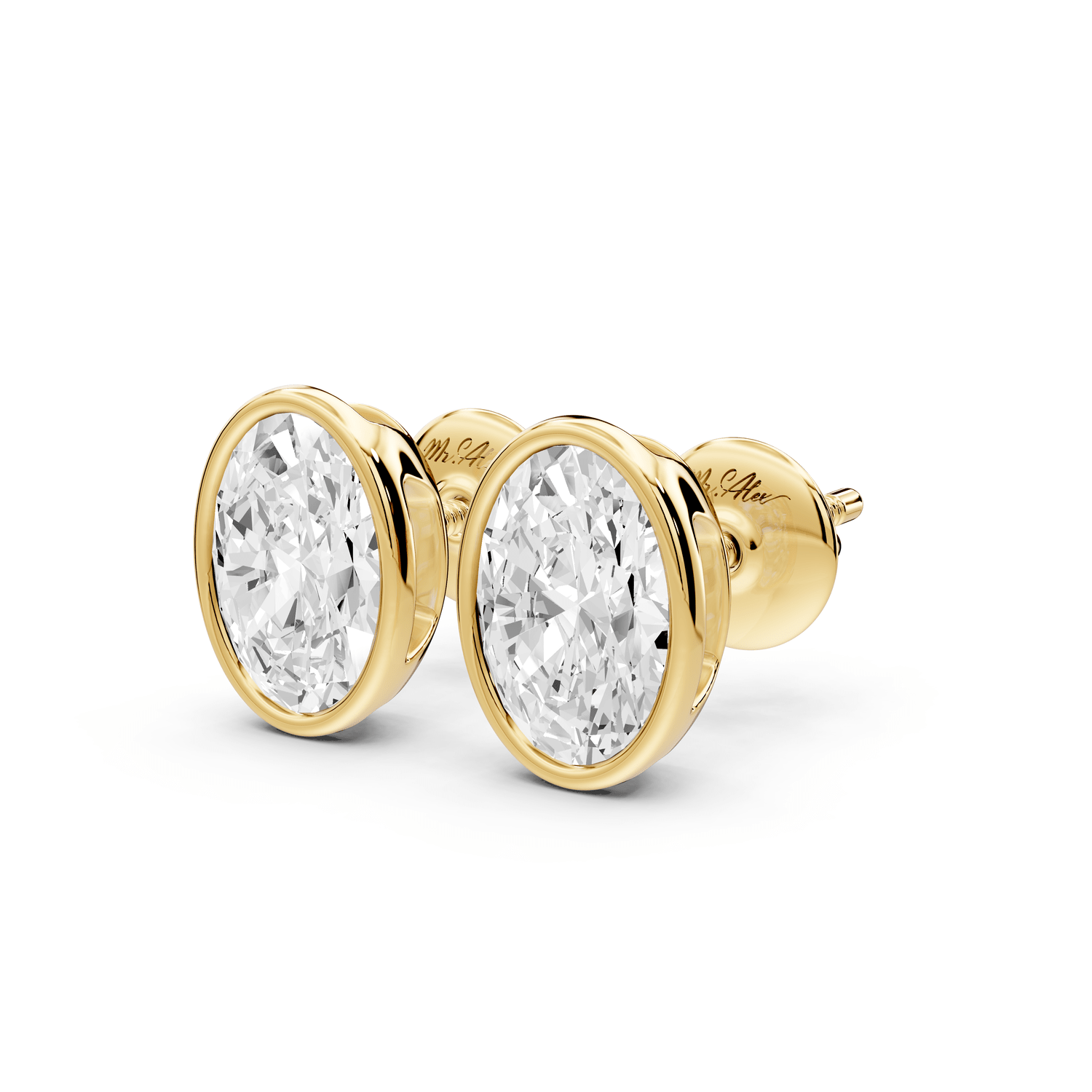 Noa - 2ct 14k yellow gold Oval - Cut Diamond Stud Earrings - Mr. Alex Jewelry