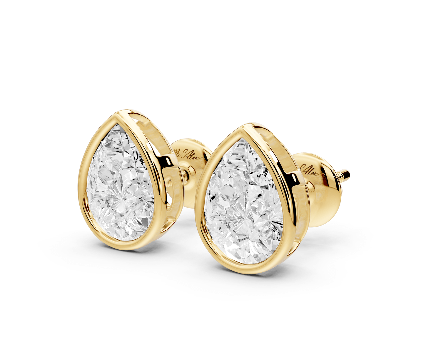 Noa - 2ct 14k yellow gold Pear - Cut Diamond Stud Earrings - Mr. Alex Jewelry