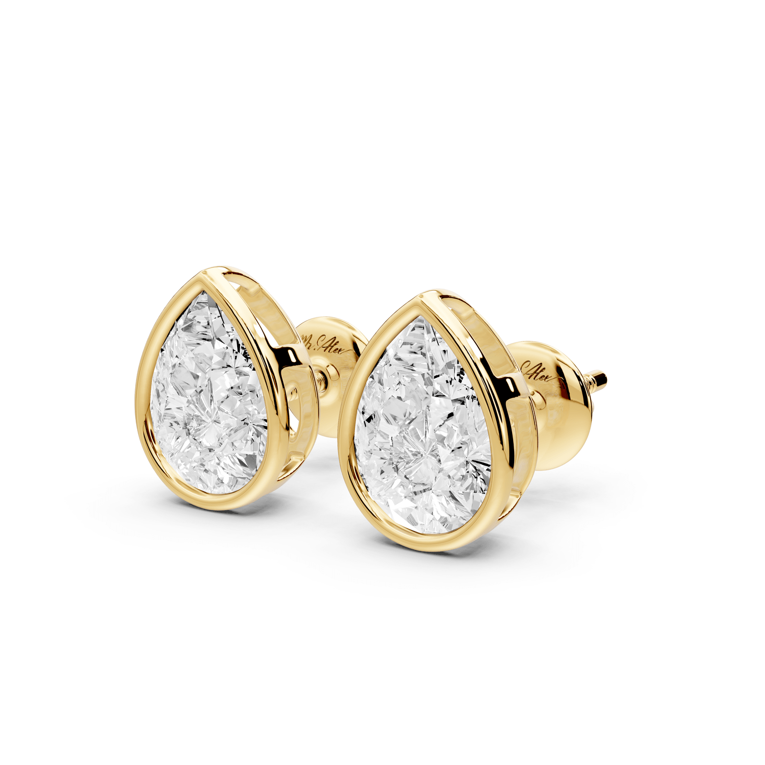 Noa - 2ct 14k yellow gold Pear - Cut Diamond Stud Earrings - Mr. Alex Jewelry