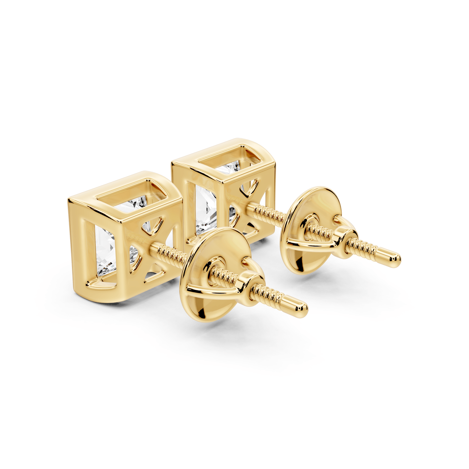 Noa - 2ct 14k yellow gold Princess - Cut Diamond Stud Earrings - Mr. Alex Jewelry