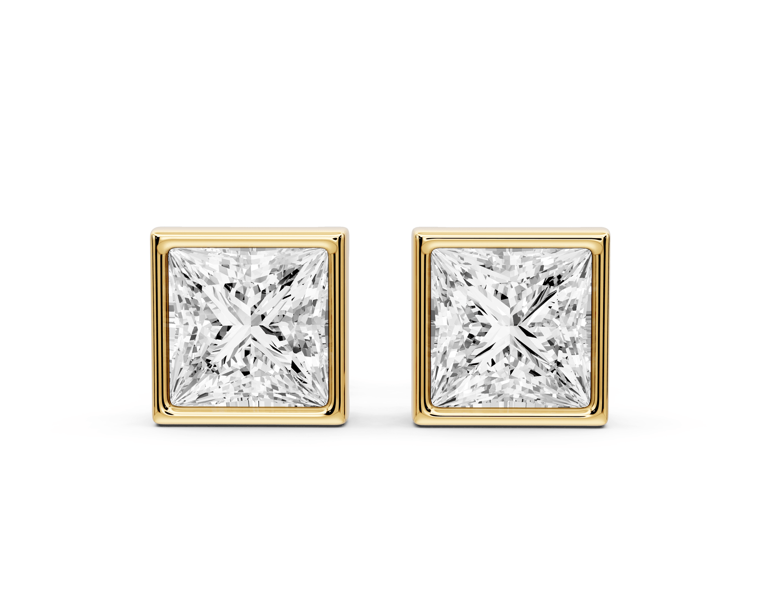 Noa - 2ct 14k yellow gold Princess - Cut Diamond Stud Earrings - Mr. Alex Jewelry