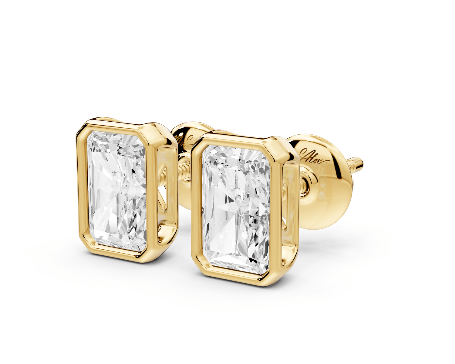 Noa - 2ct 14k yellow gold Radiant - Cut Diamond Stud Earrings - Mr. Alex Jewelry