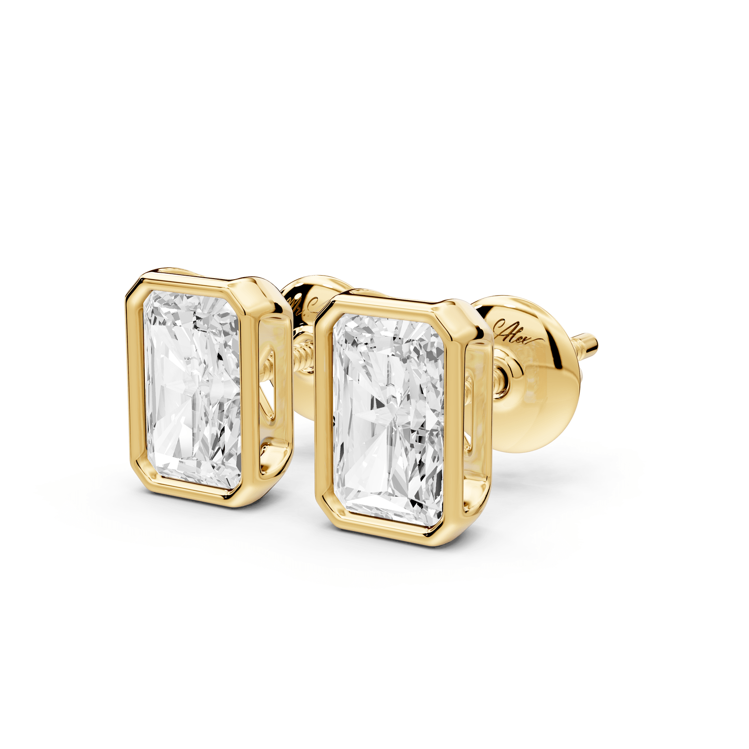 Noa - 2ct 14k yellow gold Radiant - Cut Diamond Stud Earrings - Mr. Alex Jewelry