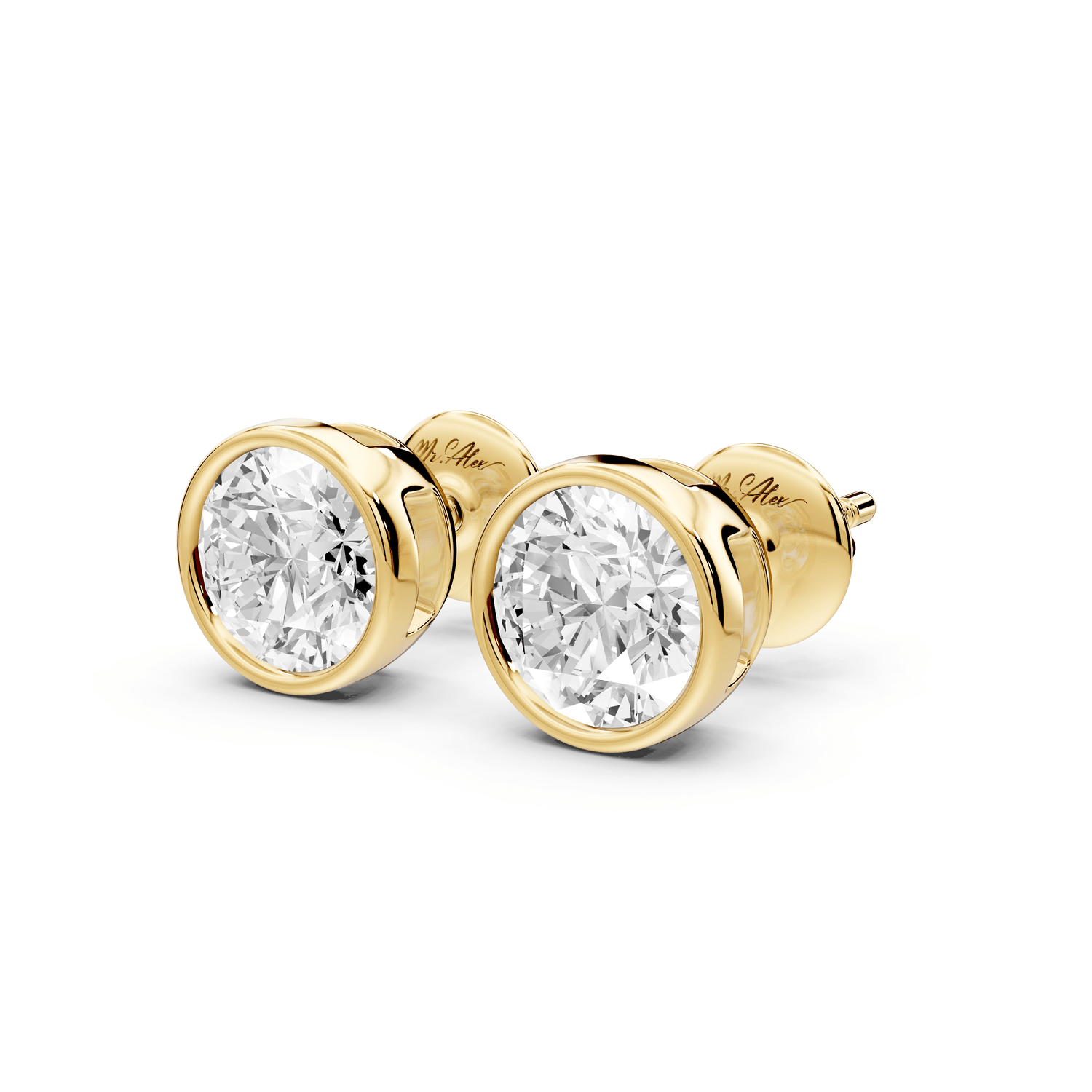 Noa - 2ct 14k yellow gold Round - Cut Diamond Stud Earrings - Mr. Alex Jewelry