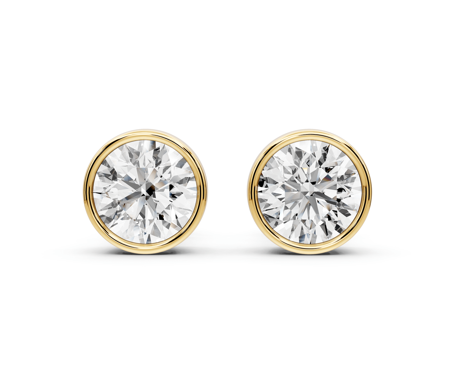 Noa - 2ct 14k yellow gold Round - Cut Diamond Stud Earrings - Mr. Alex Jewelry