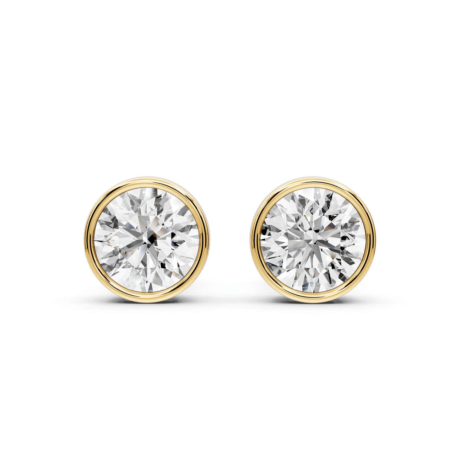 Noa - 2ct 14k yellow gold Round - Cut Diamond Stud Earrings - Mr. Alex Jewelry