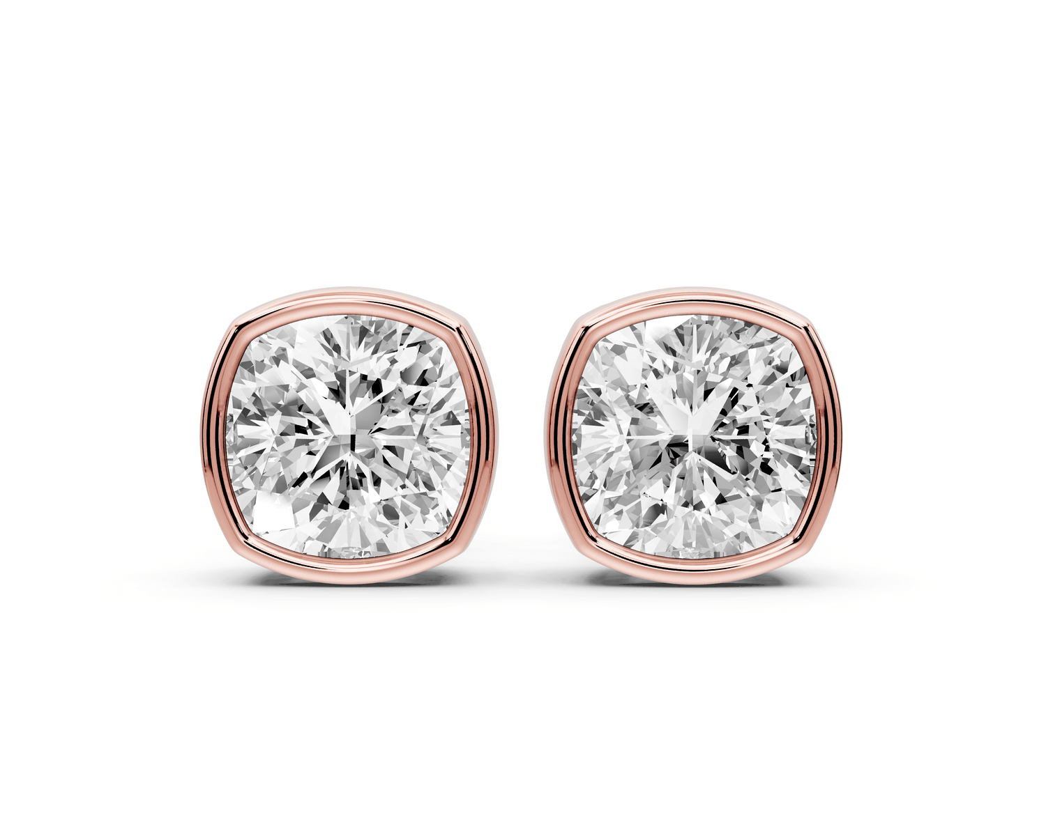 Noa - 3ct 14k rose gold Cushion - Cut Diamond Stud Earrings - Mr. Alex Jewelry