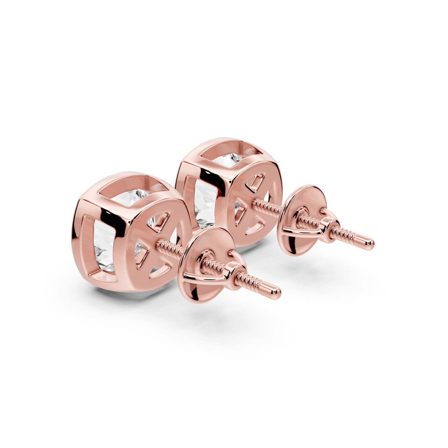 Noa - 3ct 14k rose gold Cushion - Cut Diamond Stud Earrings - Mr. Alex Jewelry