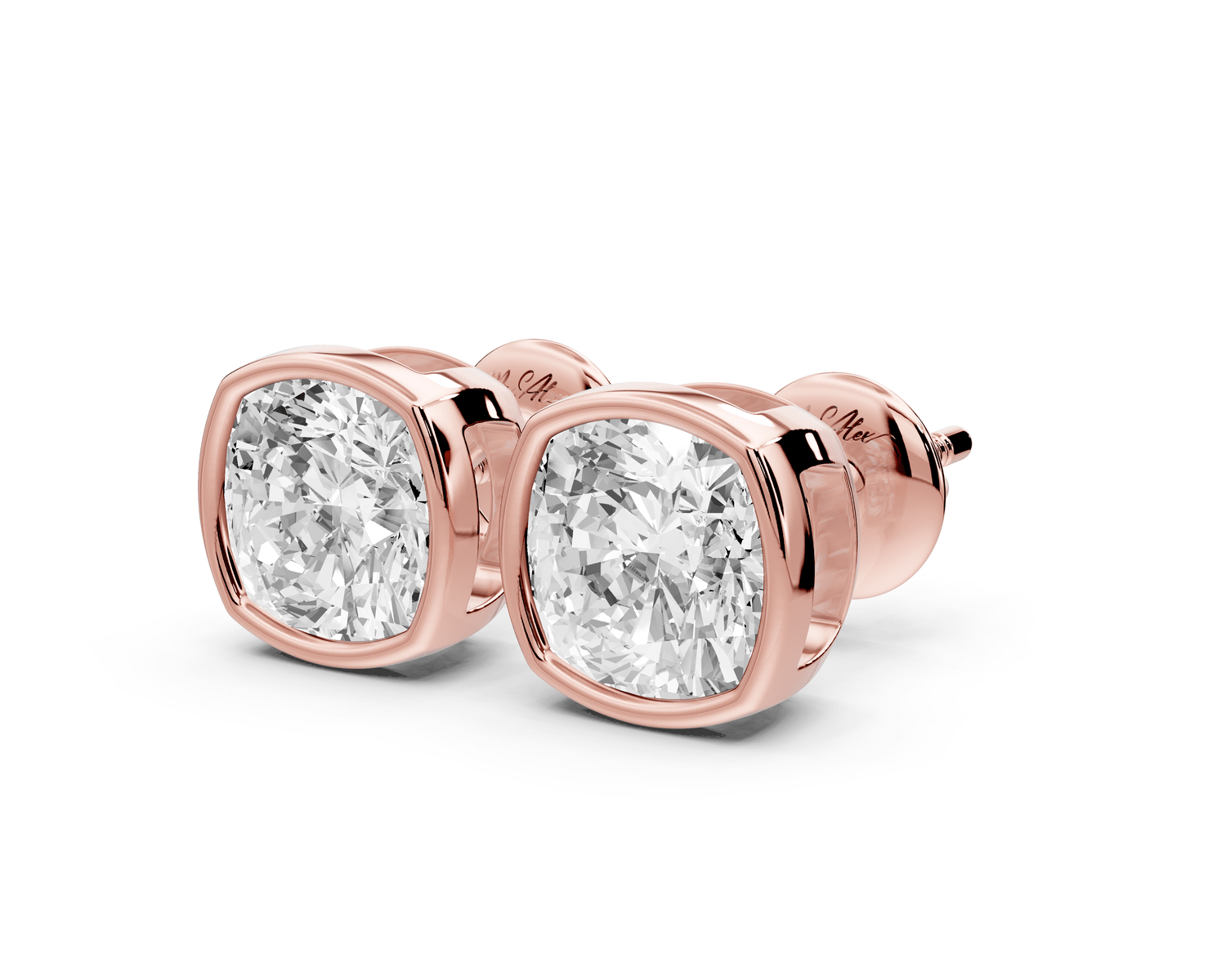Noa - 3ct 14k rose gold Cushion - Cut Diamond Stud Earrings - Mr. Alex Jewelry