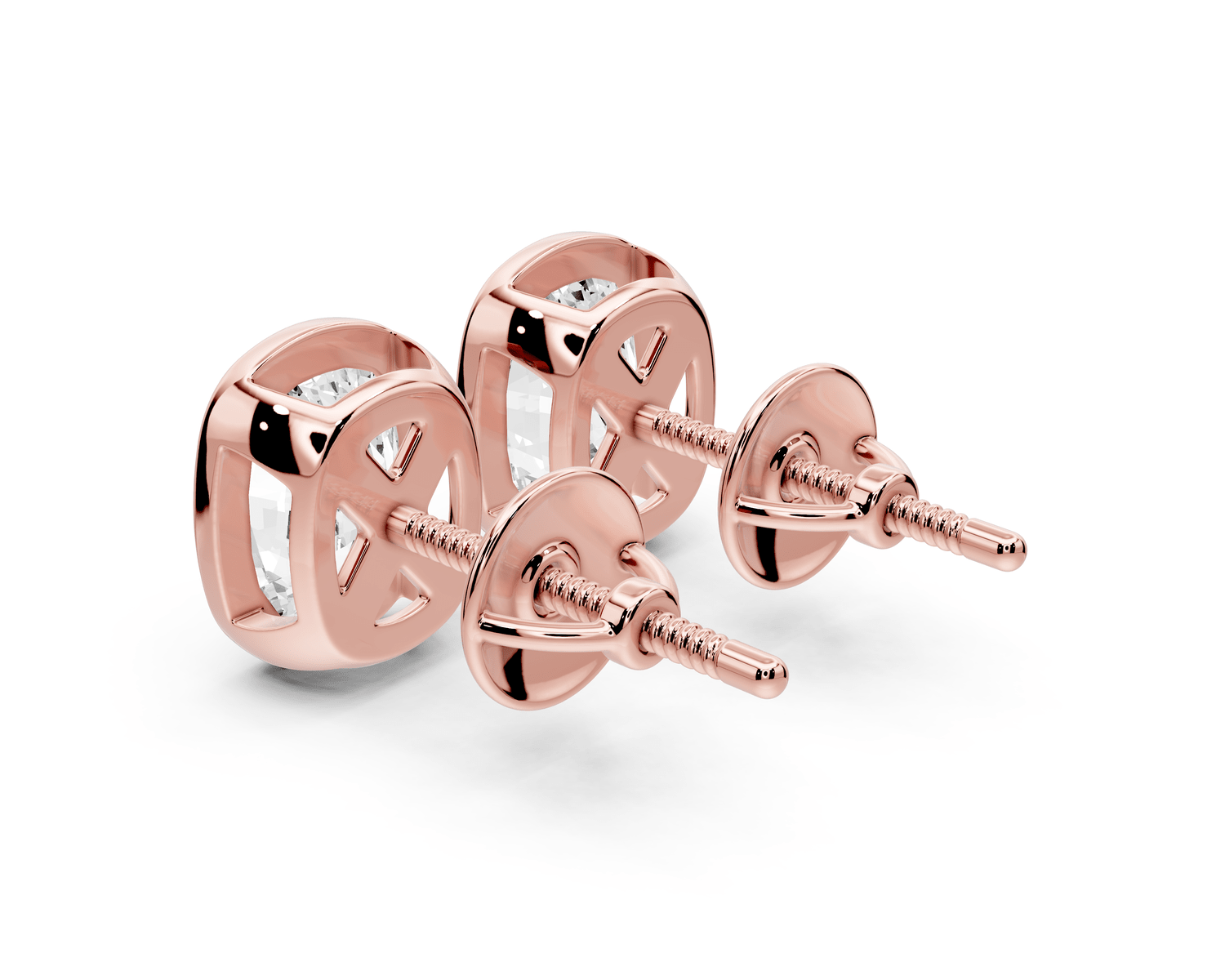 Noa - 3ct 14k rose gold Elgcushion - Cut Diamond Stud Earrings - Mr. Alex Jewelry