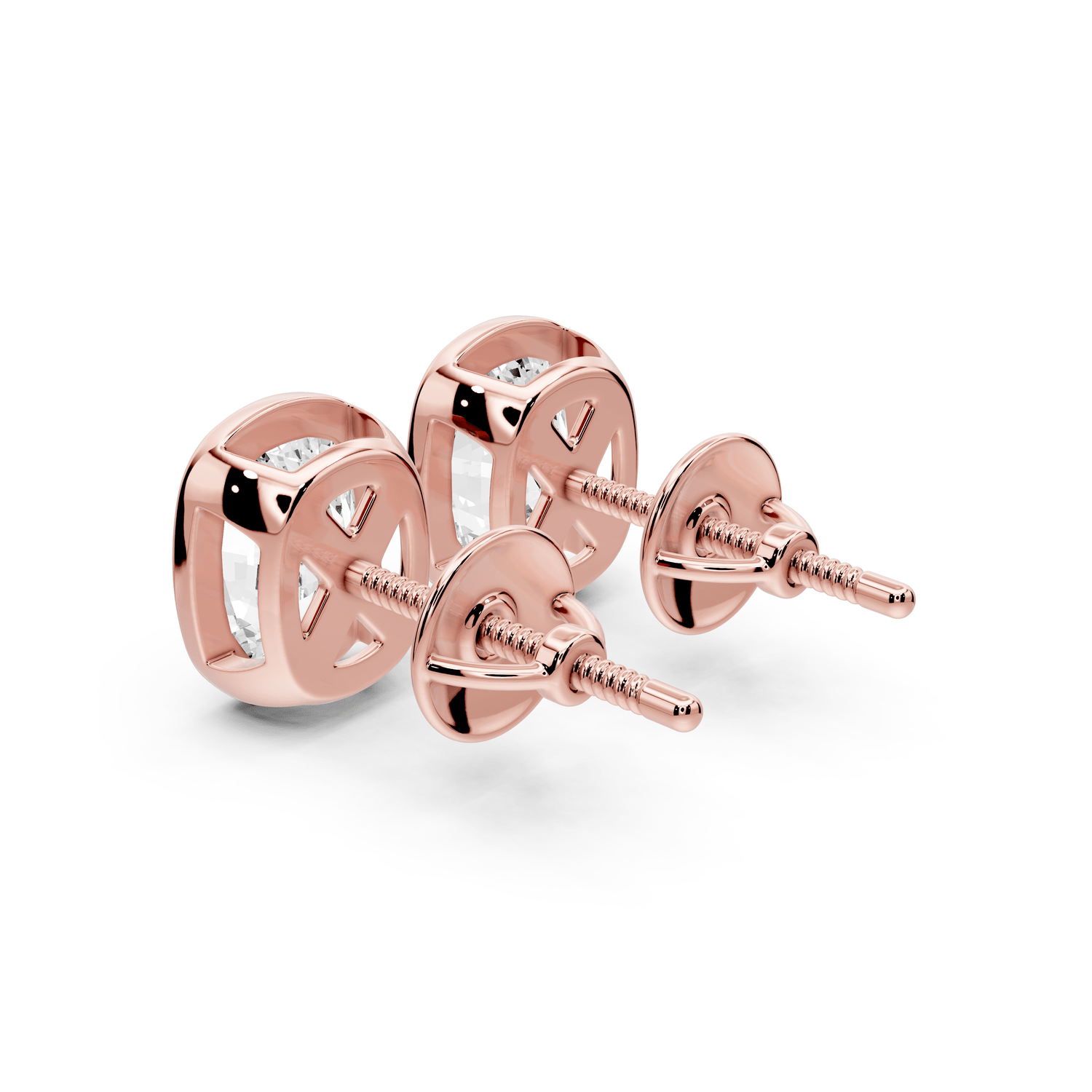 Noa - 3ct 14k rose gold Elgcushion - Cut Diamond Stud Earrings - Mr. Alex Jewelry