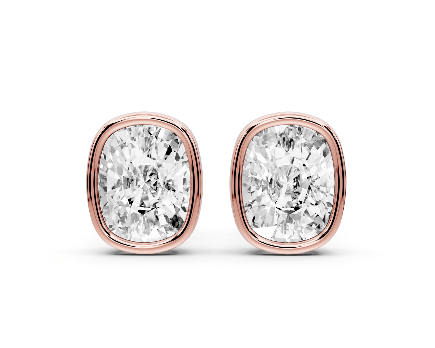 Noa - 3ct 14k rose gold Elgcushion - Cut Diamond Stud Earrings - Mr. Alex Jewelry