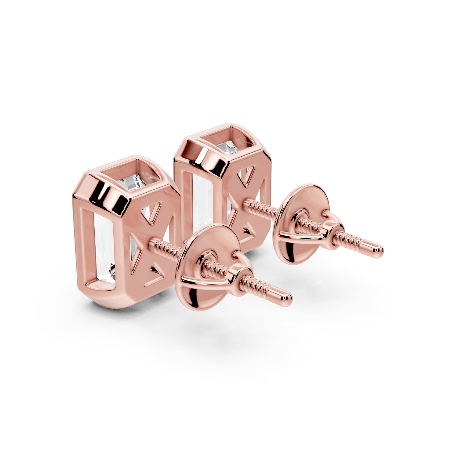 Noa - 3ct 14k rose gold Emerald - Cut Diamond Stud Earrings - Mr. Alex Jewelry