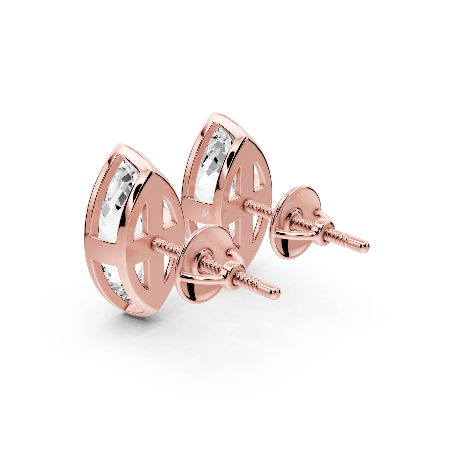 Noa - 3ct 14k rose gold Marquise - Cut Diamond Stud Earrings - Mr. Alex Jewelry