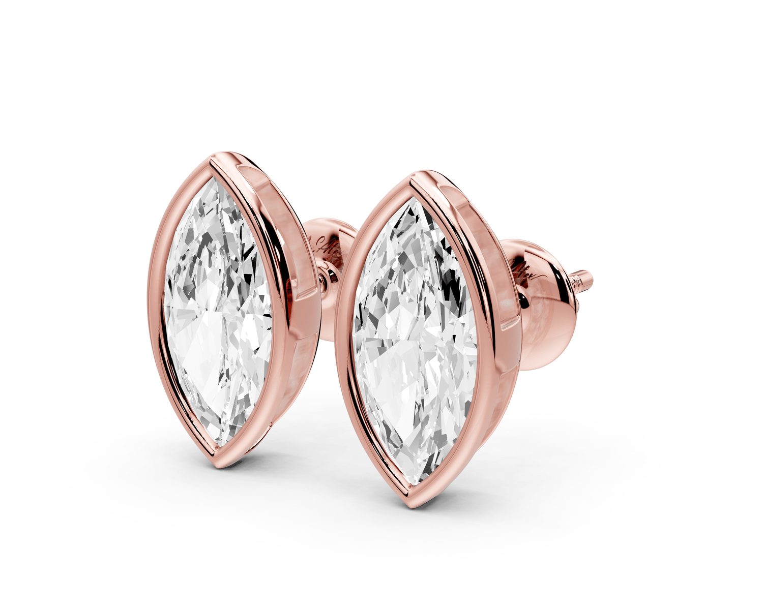 Noa - 3ct 14k rose gold Marquise - Cut Diamond Stud Earrings - Mr. Alex Jewelry