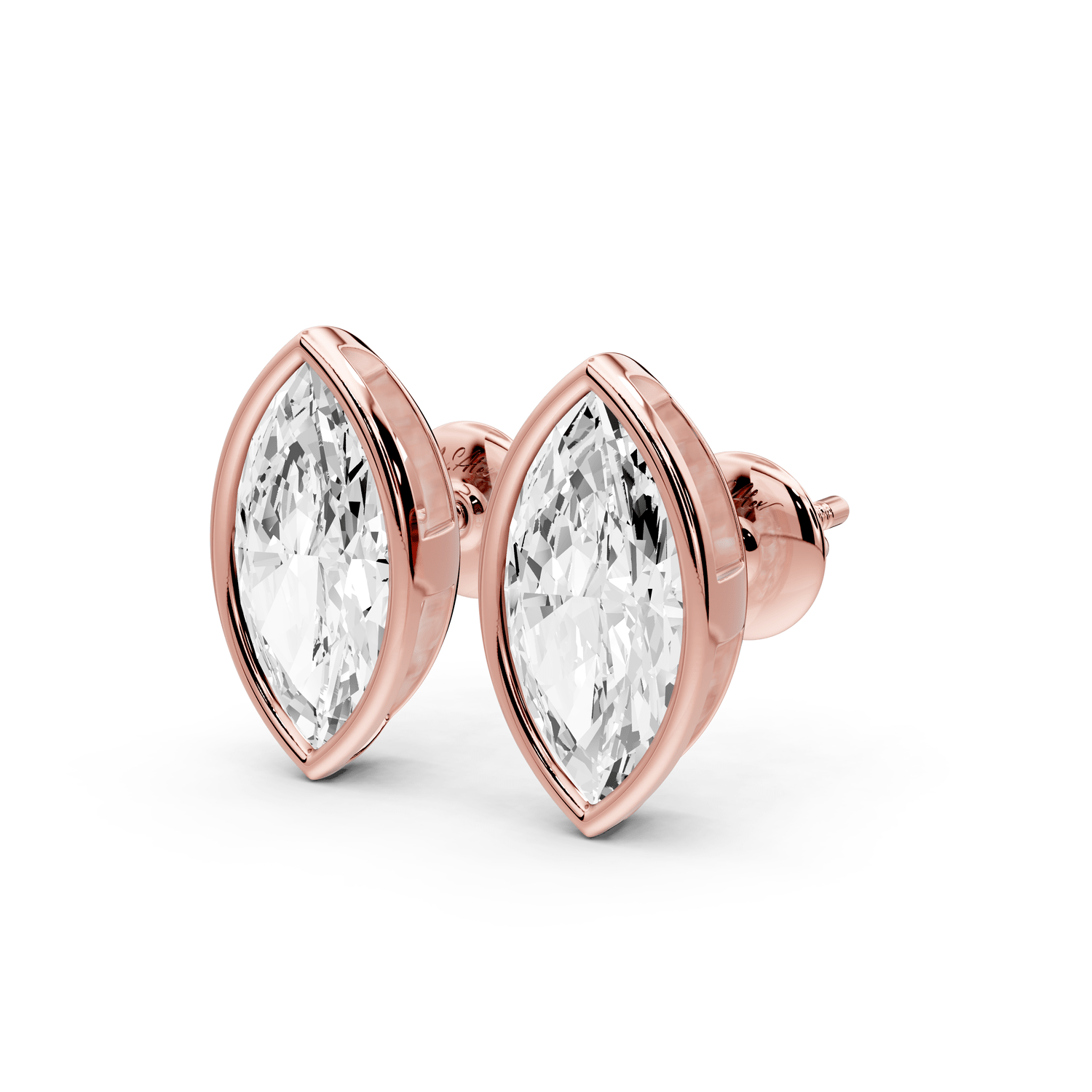 Noa - 3ct 14k rose gold Marquise - Cut Diamond Stud Earrings - Mr. Alex Jewelry