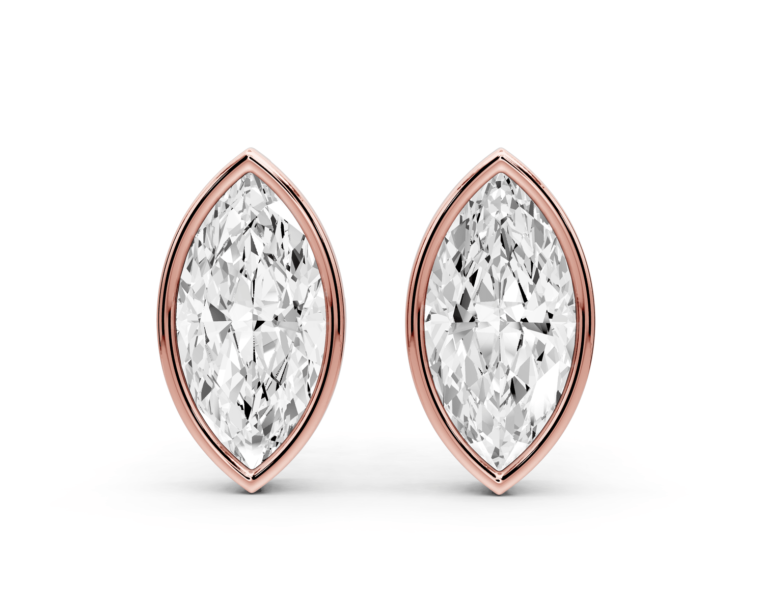 Noa - 3ct 14k rose gold Marquise - Cut Diamond Stud Earrings - Mr. Alex Jewelry