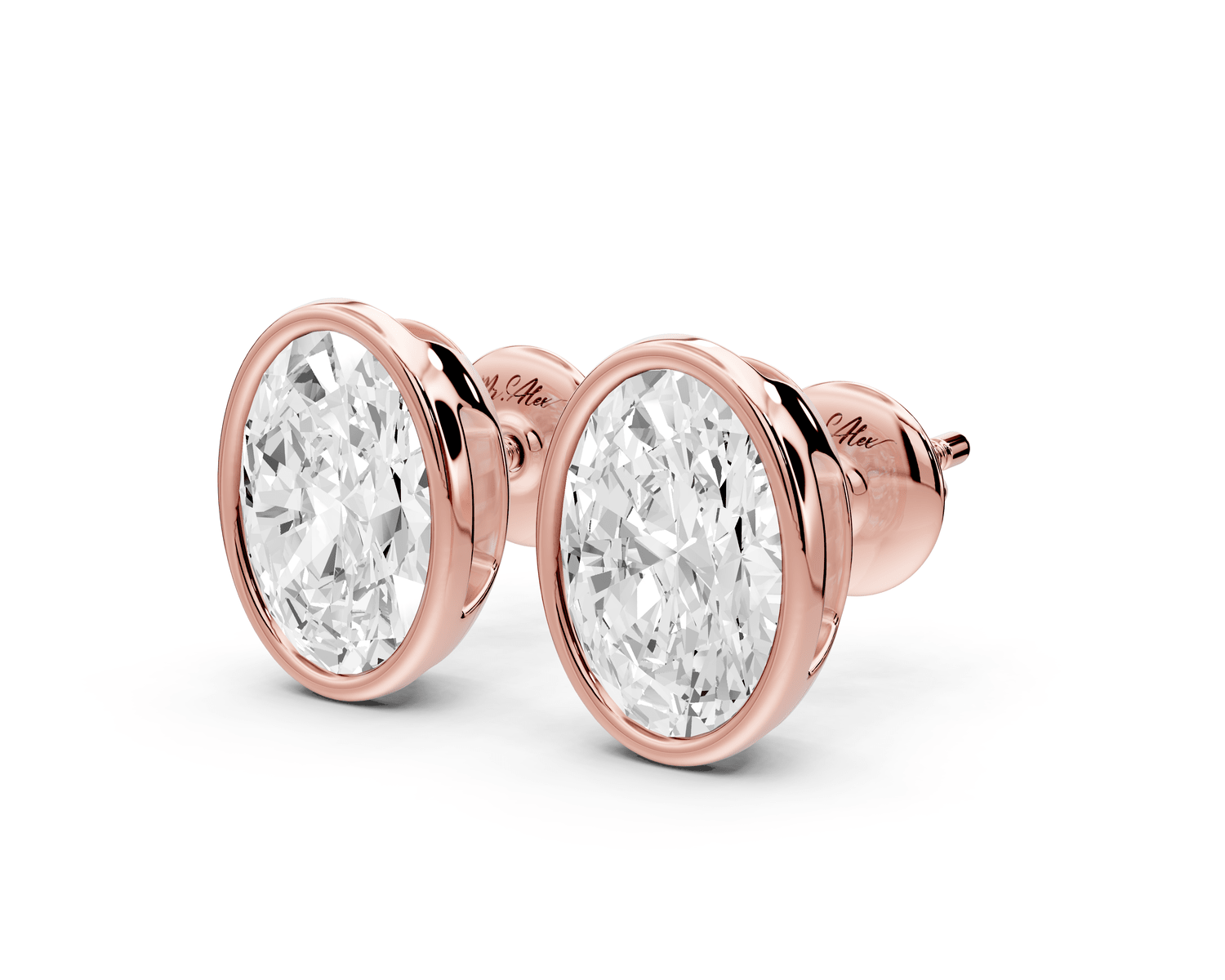 Noa - 3ct 14k rose gold Oval - Cut Diamond Stud Earrings - Mr. Alex Jewelry