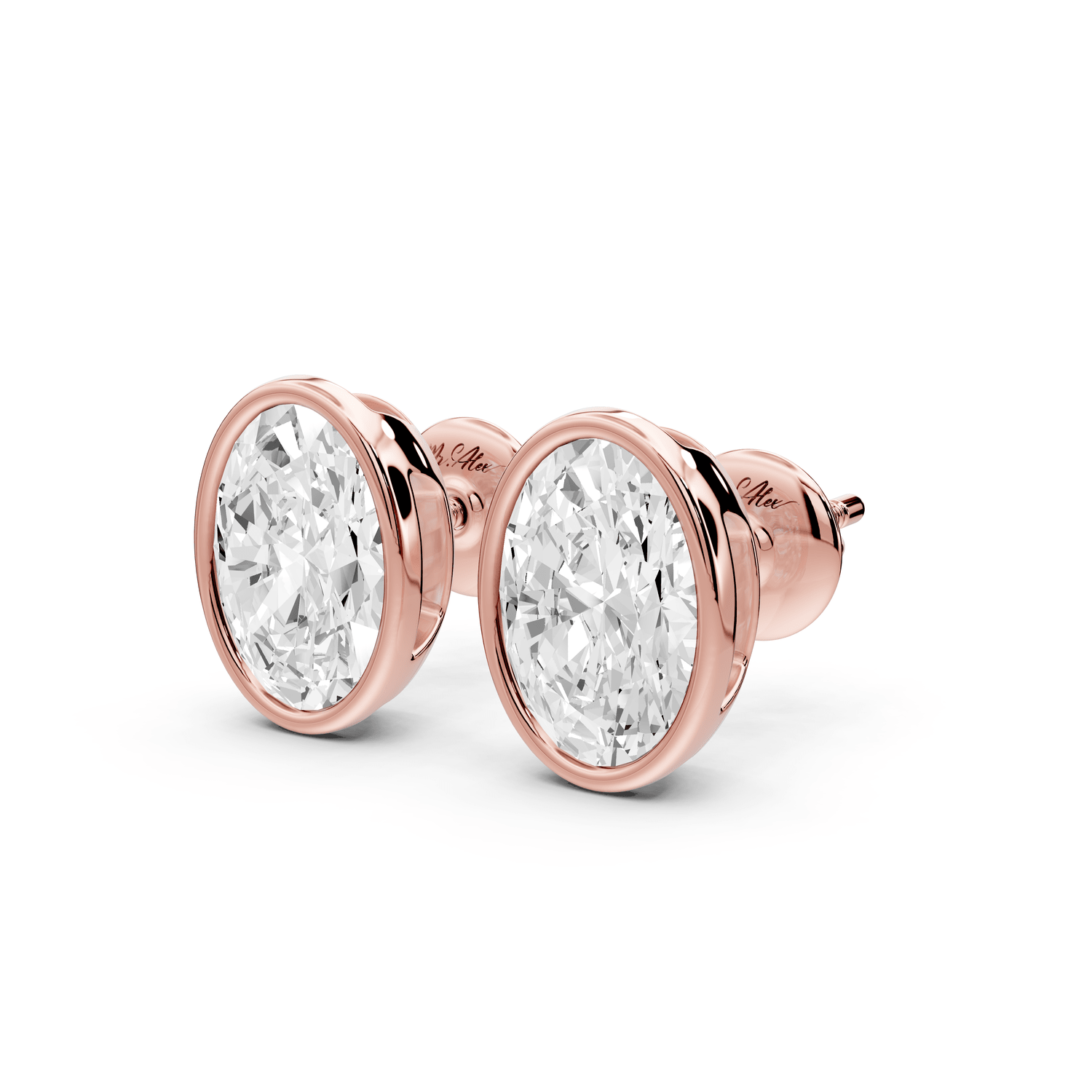Noa - 3ct 14k rose gold Oval - Cut Diamond Stud Earrings - Mr. Alex Jewelry