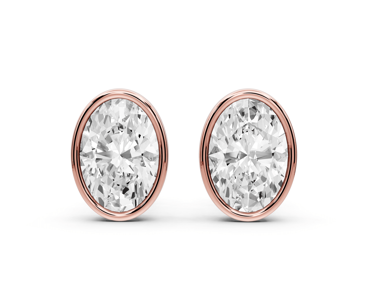 Noa - 3ct 14k rose gold Oval - Cut Diamond Stud Earrings - Mr. Alex Jewelry