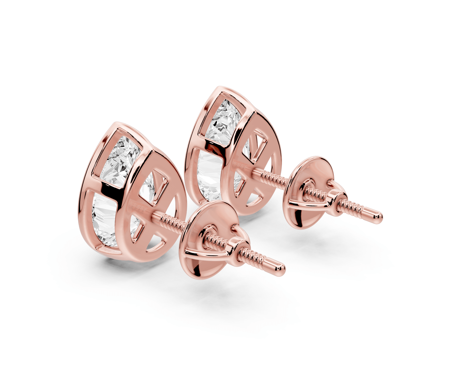 Noa - 3ct 14k rose gold Pear - Cut Diamond Stud Earrings - Mr. Alex Jewelry