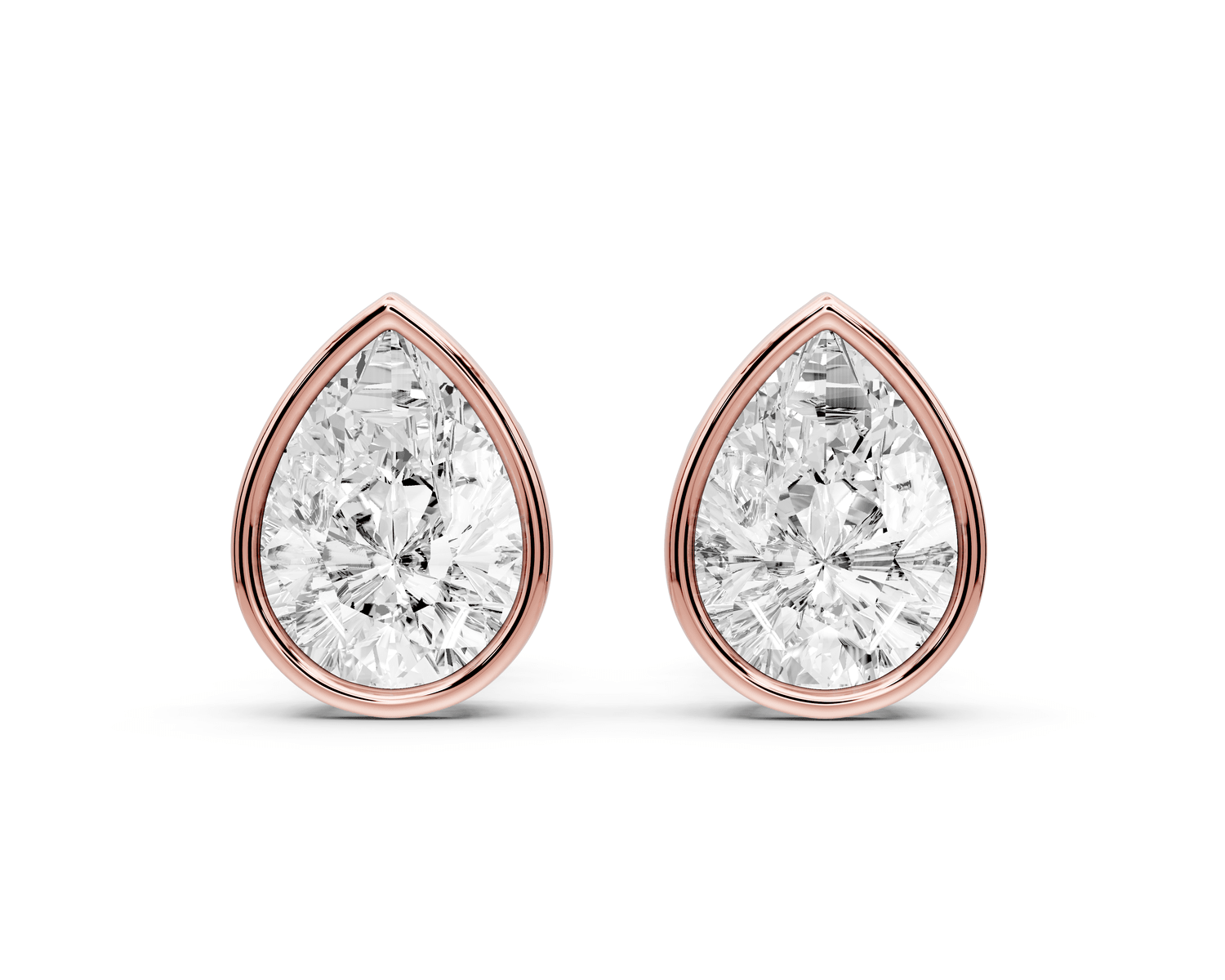 Noa - 3ct 14k rose gold Pear - Cut Diamond Stud Earrings - Mr. Alex Jewelry