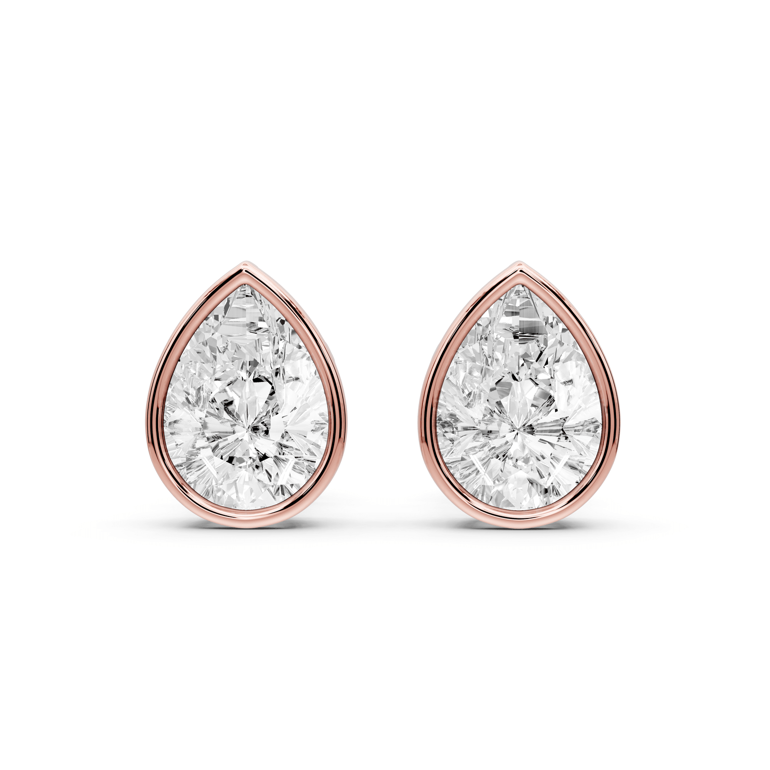 Noa - 3ct 14k rose gold Pear - Cut Diamond Stud Earrings - Mr. Alex Jewelry