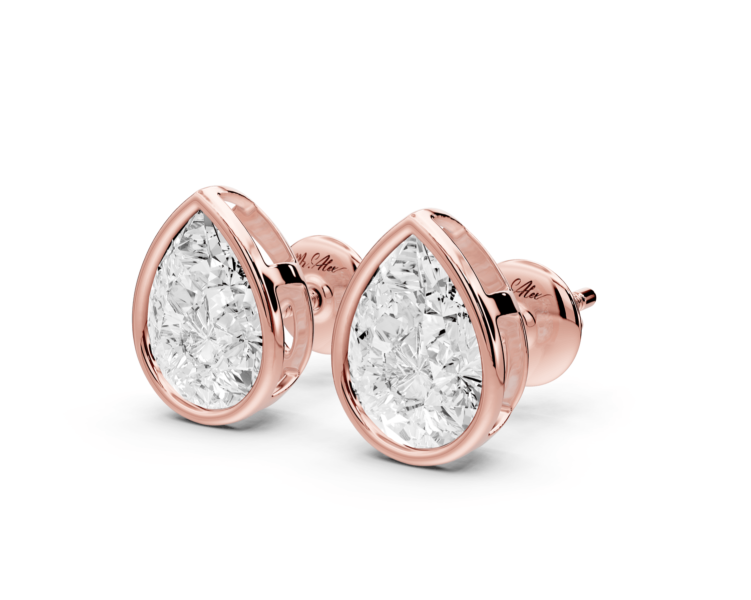 Noa - 3ct 14k rose gold Pear - Cut Diamond Stud Earrings - Mr. Alex Jewelry