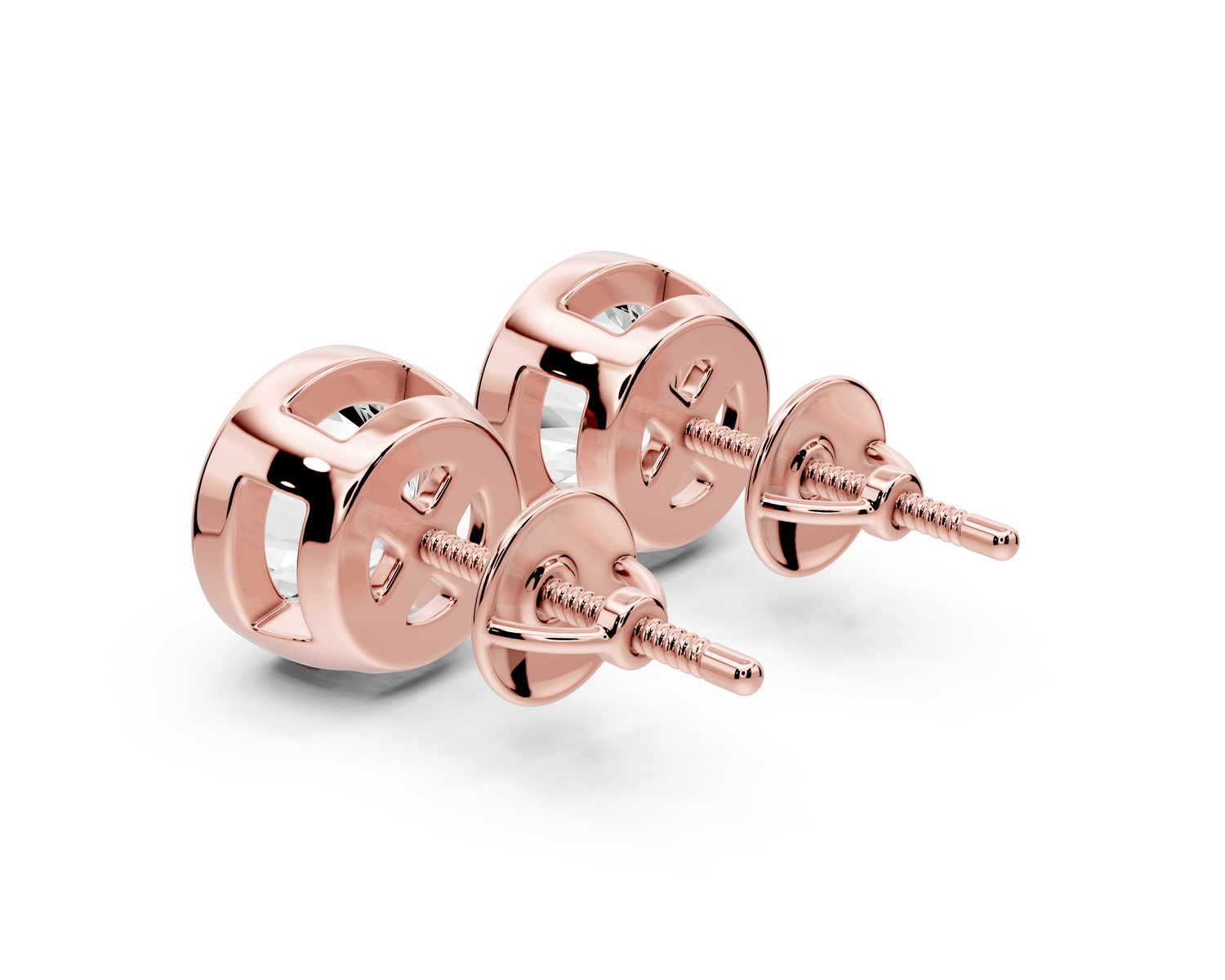 Noa - 3ct 14k rose gold Round - Cut Diamond Stud Earrings - Mr. Alex Jewelry