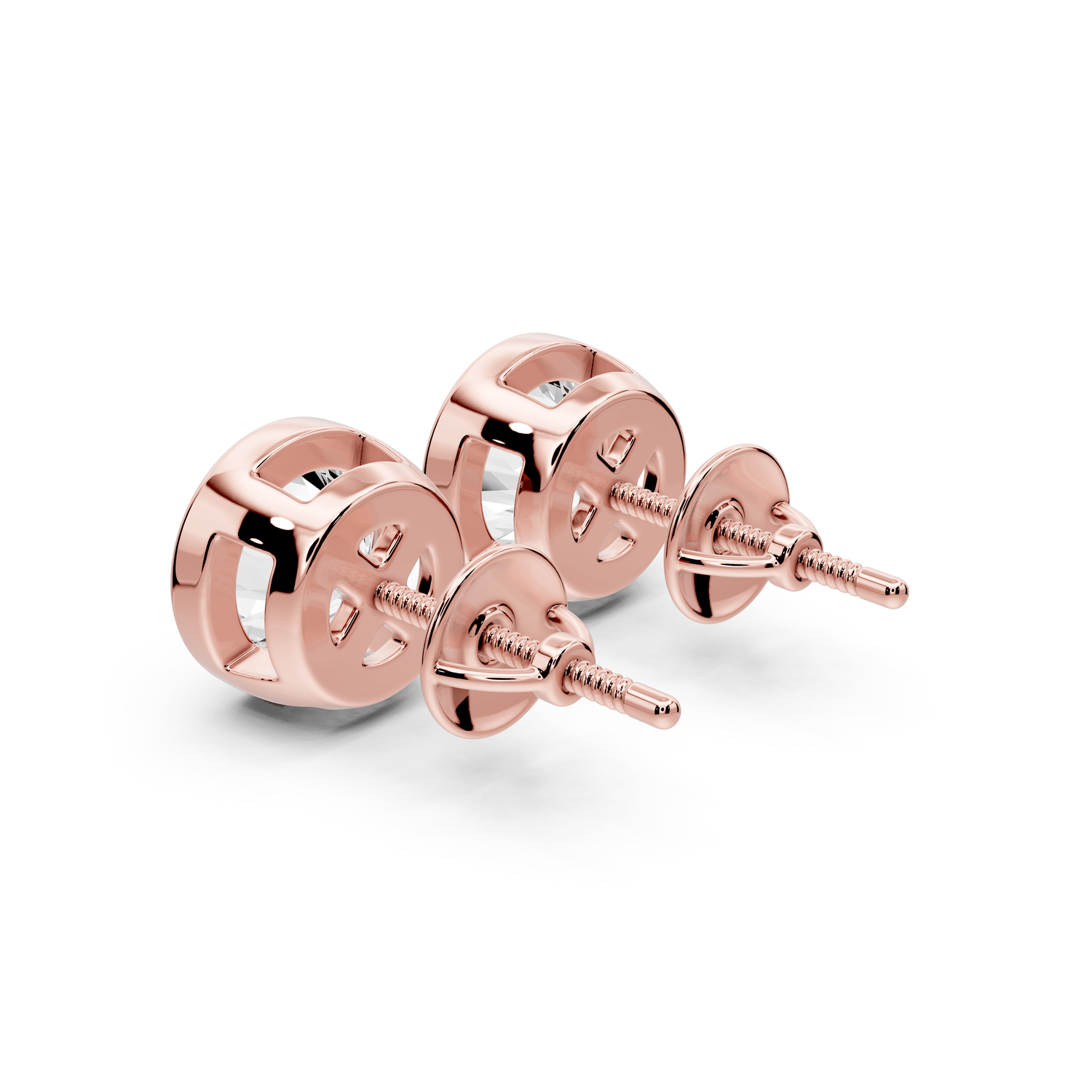 Noa - 3ct 14k rose gold Round - Cut Diamond Stud Earrings - Mr. Alex Jewelry