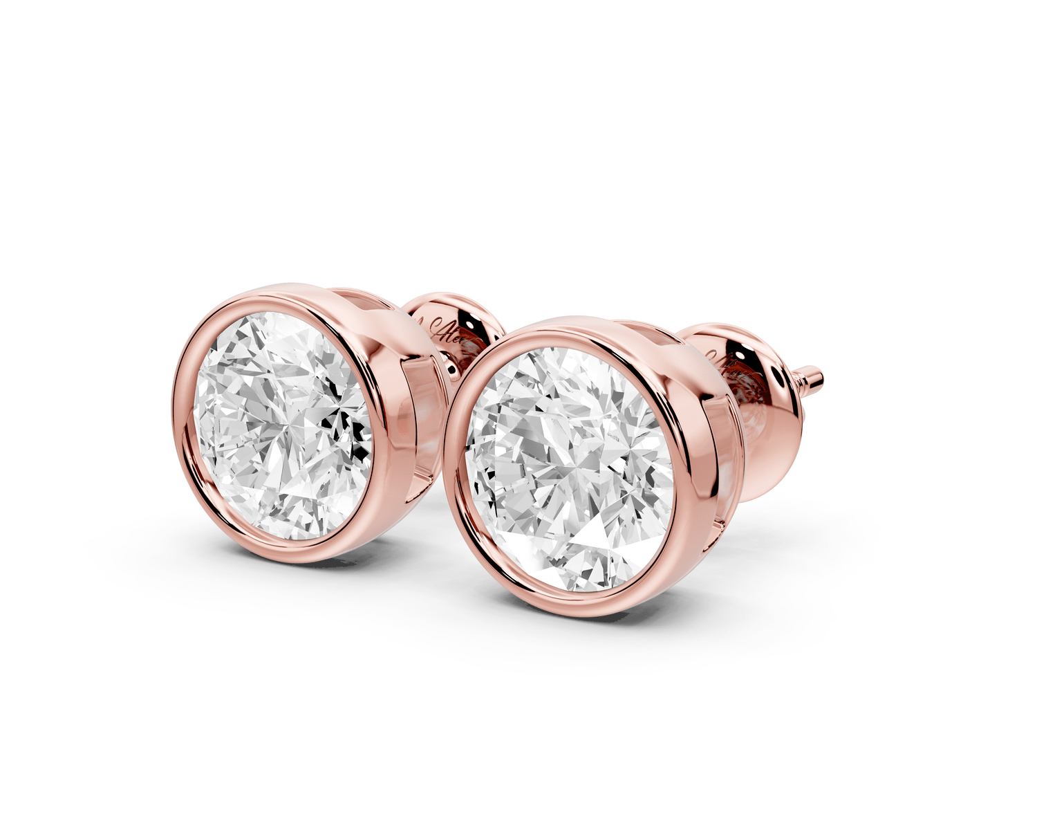 Noa - 3ct 14k rose gold Round - Cut Diamond Stud Earrings - Mr. Alex Jewelry