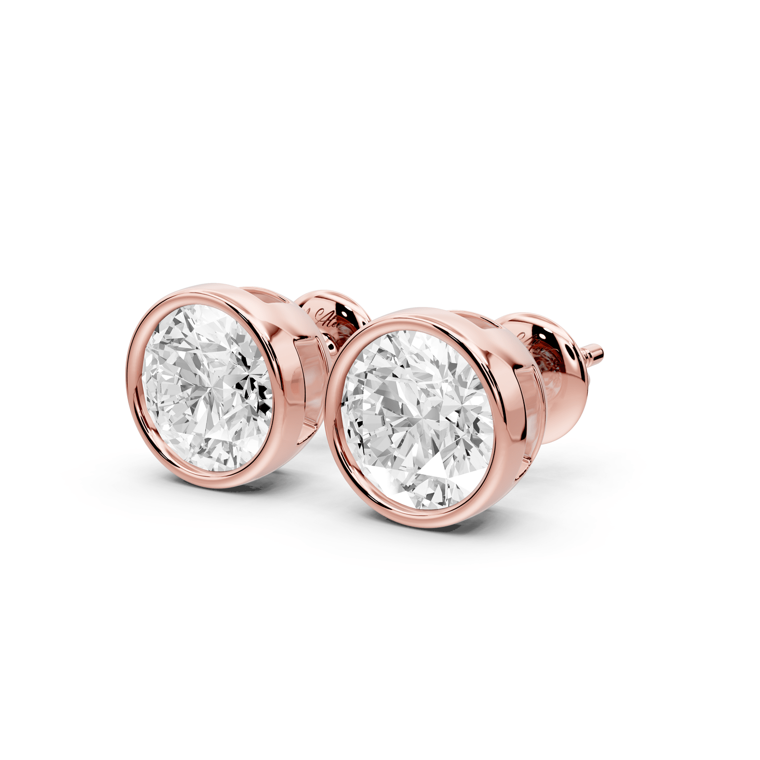 Noa - 3ct 14k rose gold Round - Cut Diamond Stud Earrings - Mr. Alex Jewelry