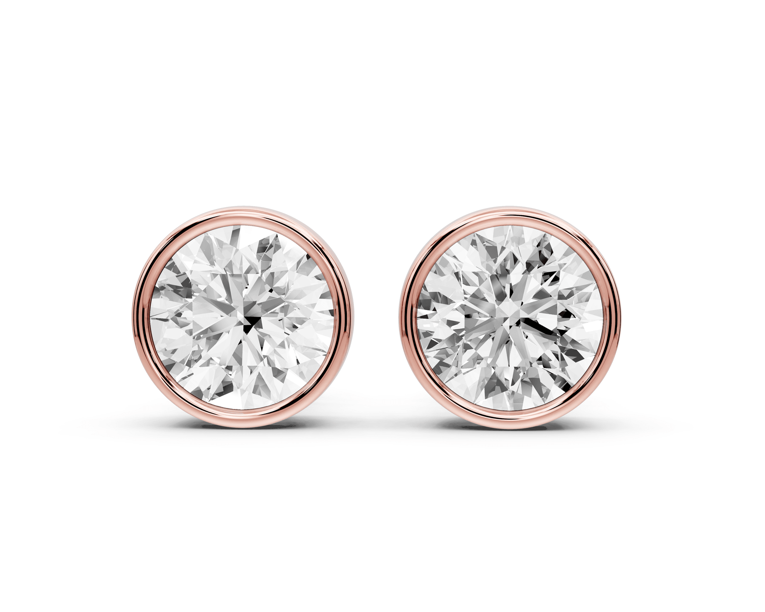 Noa - 3ct 14k rose gold Round - Cut Diamond Stud Earrings - Mr. Alex Jewelry
