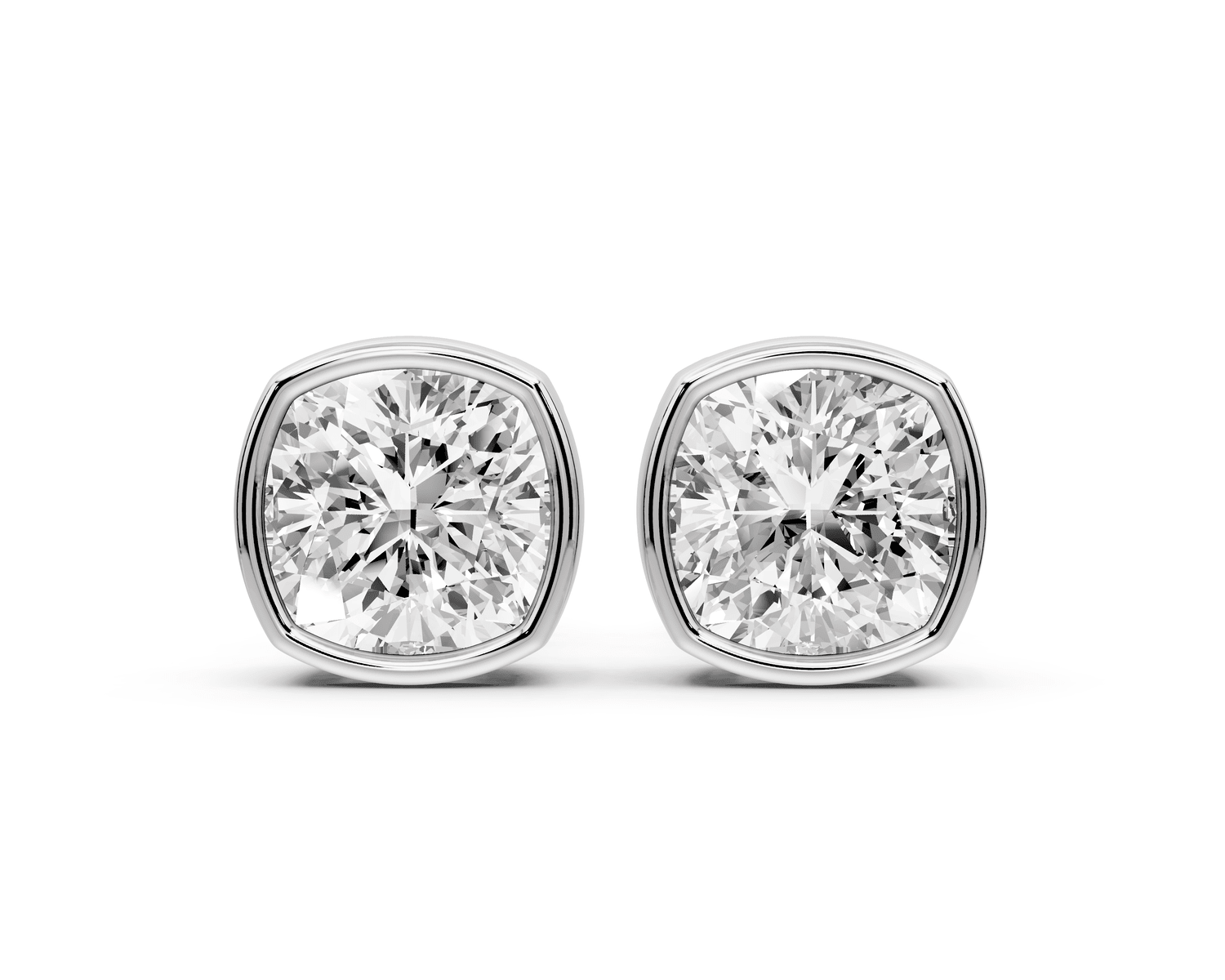 Noa - 3ct 14k white gold Cushion - Cut Diamond Stud Earrings - Mr. Alex Jewelry