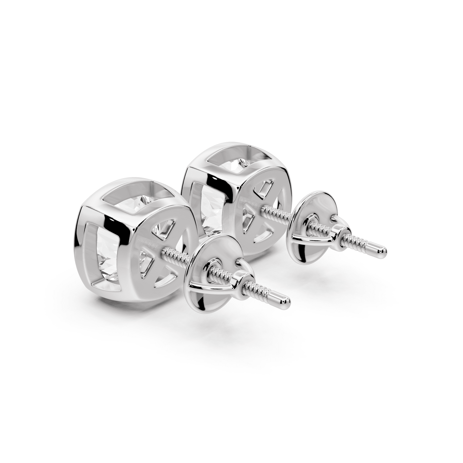 Noa - 3ct 14k white gold Cushion - Cut Diamond Stud Earrings - Mr. Alex Jewelry